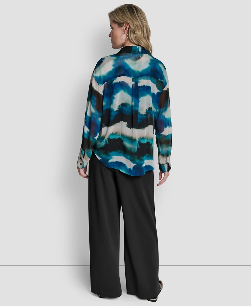 Dkny Women's Printed Long Sleeve Shirt