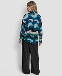 Dkny Women's Printed Long Sleeve Shirt