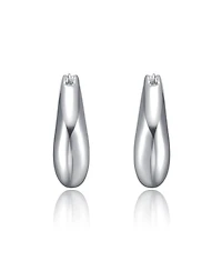 Artistic Puffy Hoop Earrings in White Gold Plated or 14K Gold Plated