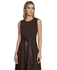 Calvin Klein Women's Belted Crewneck Midi Dress