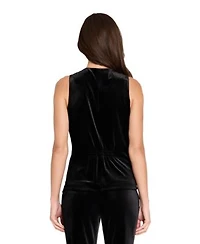 Tahari Asl Womens Collarless Velvet Vest Velvet Ankle Pants