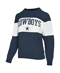 Lauren James Women's Navy Dallas Cowboys Bling Color Block Terry Sweatshirt