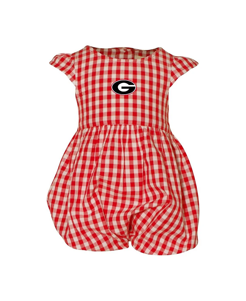 Garb Baby Boys and Girls Red Georgia Bulldogs Cara Gingham Ruffled Bodysuit