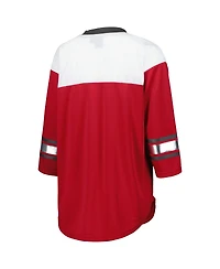 G-iii 4Her by Carl Banks Women's Red/White Tampa Bay Buccaneers Double Team 3/4-Sleeve Lace-Up T-Shirt