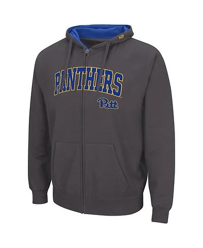 Colosseum Men's Charcoal Pitt Panthers Arch Team Logo 3.0 Full-Zip Hoodie