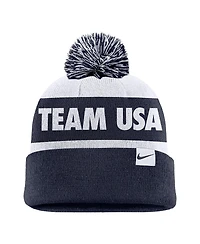 Nike Men's Navy Team Usa Peak Cuffed Pom with Knit Hat