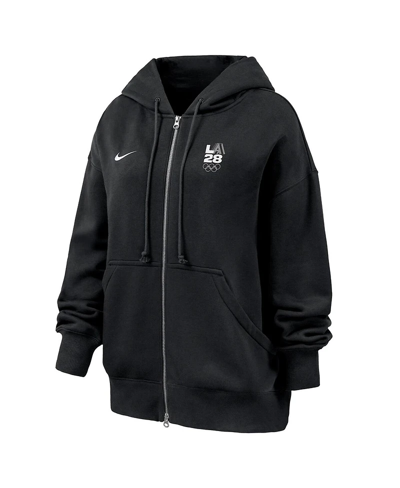 Nike Women's Black LA28 Summer Olympics Phoenix Fleece Full-Zip Hoodie