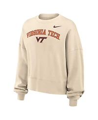 Nike Women's Natural Virginia Tech Hokies Phoenix Fleece Oversized Cropped Sweatshirt