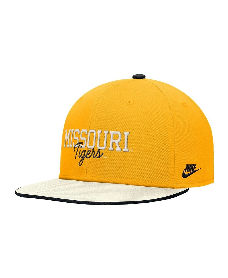 Nike Men's Gold Missouri Tigers Vintage Script Pro Dri-fit Snapback Hat