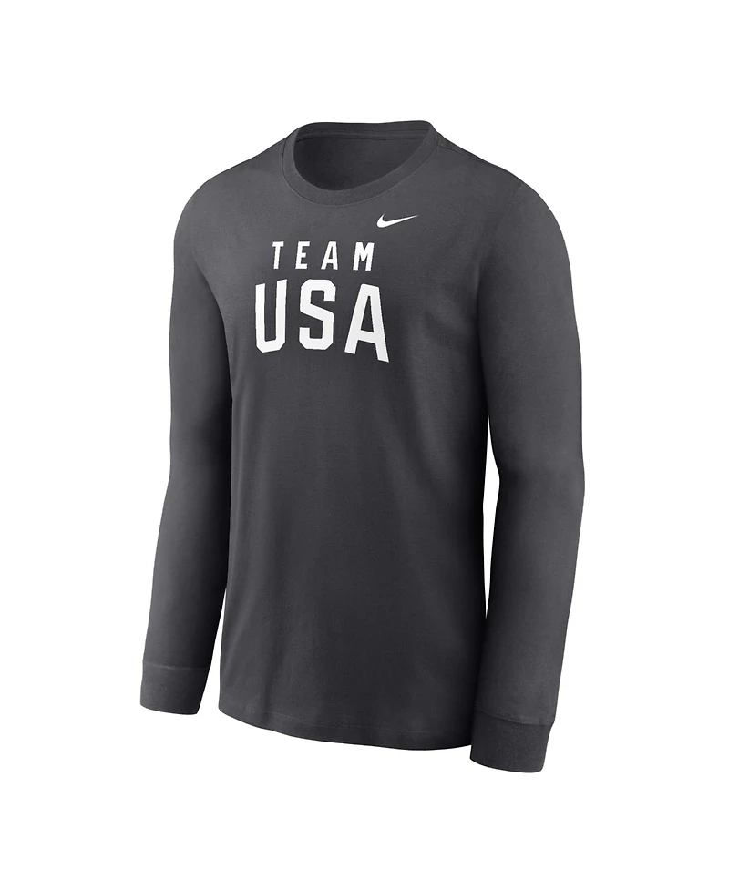 Nike Big Boys and Girls Anthracite Team Usa Legend Long Sleeve T-Shirt
