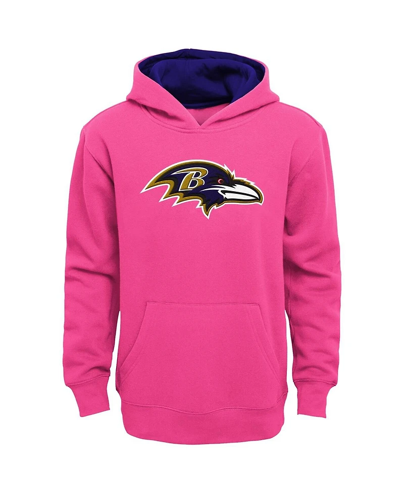 Outerstuff Big Boys and Girls Pink Baltimore Ravens Prime Hoodie