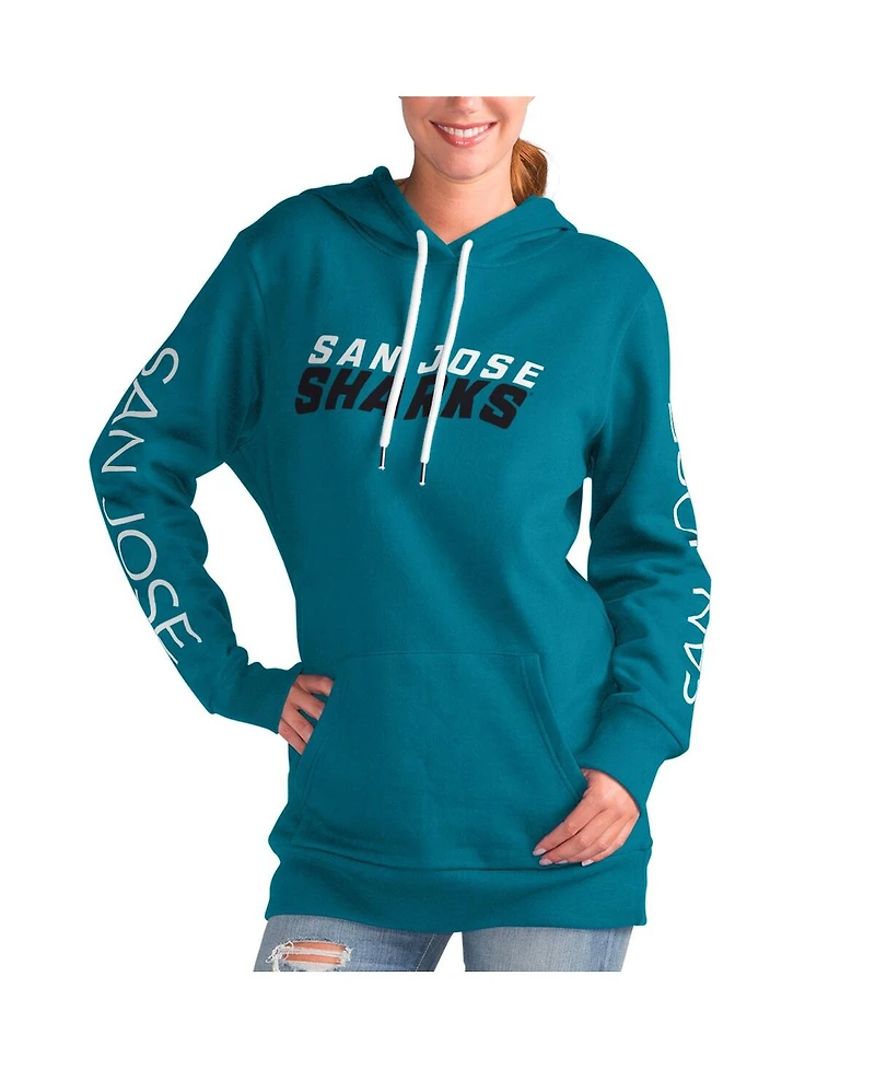 G-iii 4Her by Carl Banks Women's Teal San Jose Sharks Overtime Pullover Hoodie