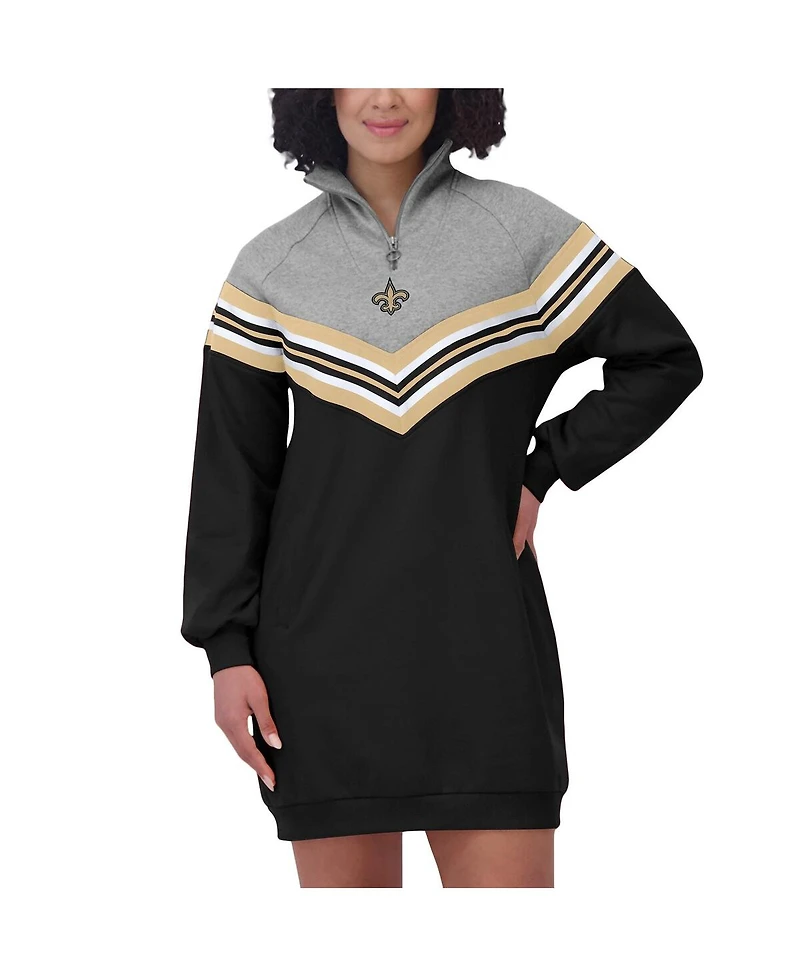 Wear by Erin Andrews Women's Black/Heather Gray New Orleans Saints Chevron Stripe Dress