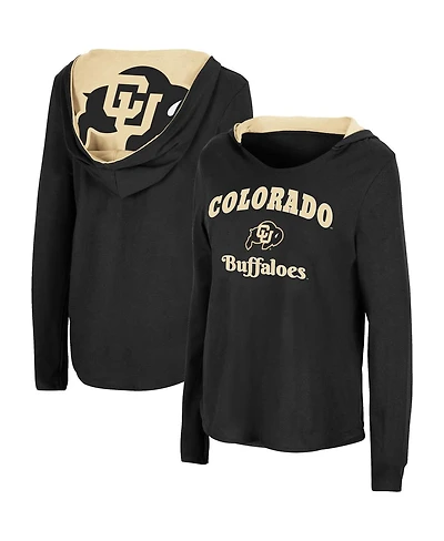 Colosseum Women's Black Colorado Buffaloes Catalina Hoodie Long Sleeve T-Shirt