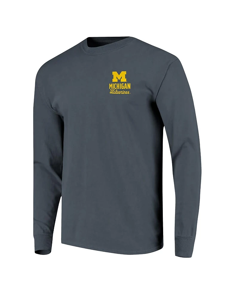 Image One Men's Navy Michigan Wolverines Comfort Colors Mascot Overlay Long Sleeve T-Shirt