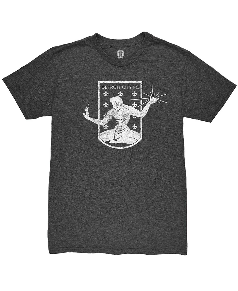 1863FC Men's Heather Black Detroit City Fc Mono Crest Twisted Tri-Blend Slub T-Shirt