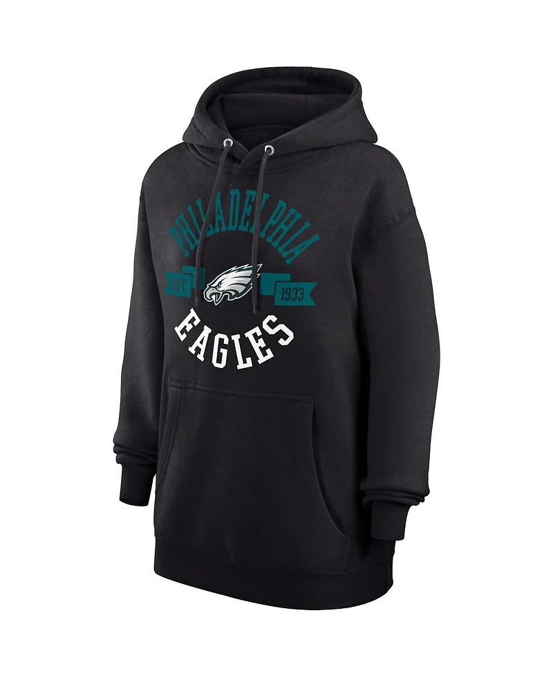 G-iii 4Her by Carl Banks Women's Black Philadelphia Eagles City Graphic Team Fleece Pullover Hoodie