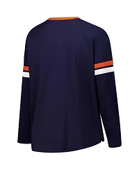 Fanatics Women's Navy Chicago Bears Plus Won Done Lace-Up V-Neck Long Sleeve T-Shirt