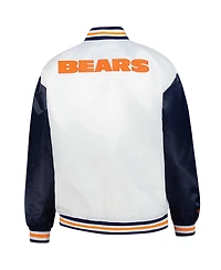 Mitchell & Ness Women's White Chicago Bears Plus Full-Snap Satin Jacket