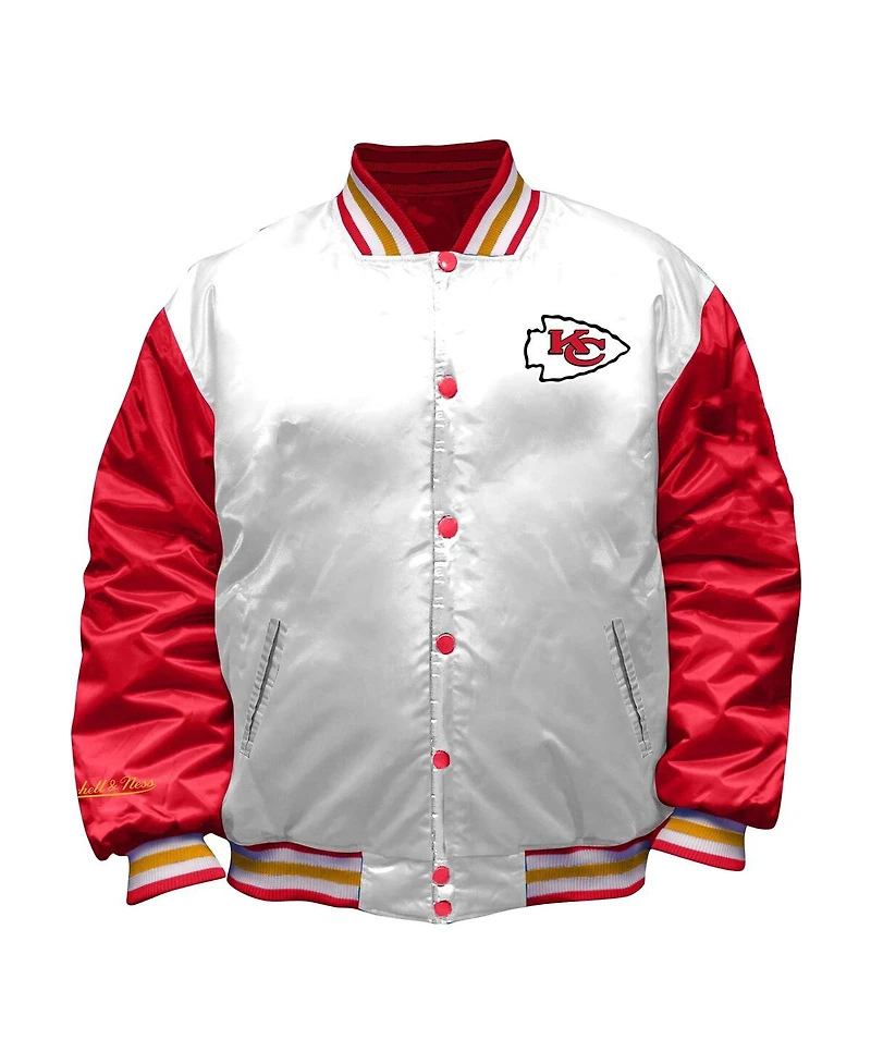 Mitchell & Ness Women's White Kansas City Chiefs Plus Full-Snap Satin Jacket