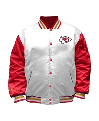 Mitchell & Ness Women's White Kansas City Chiefs Plus Full-Snap Satin Jacket