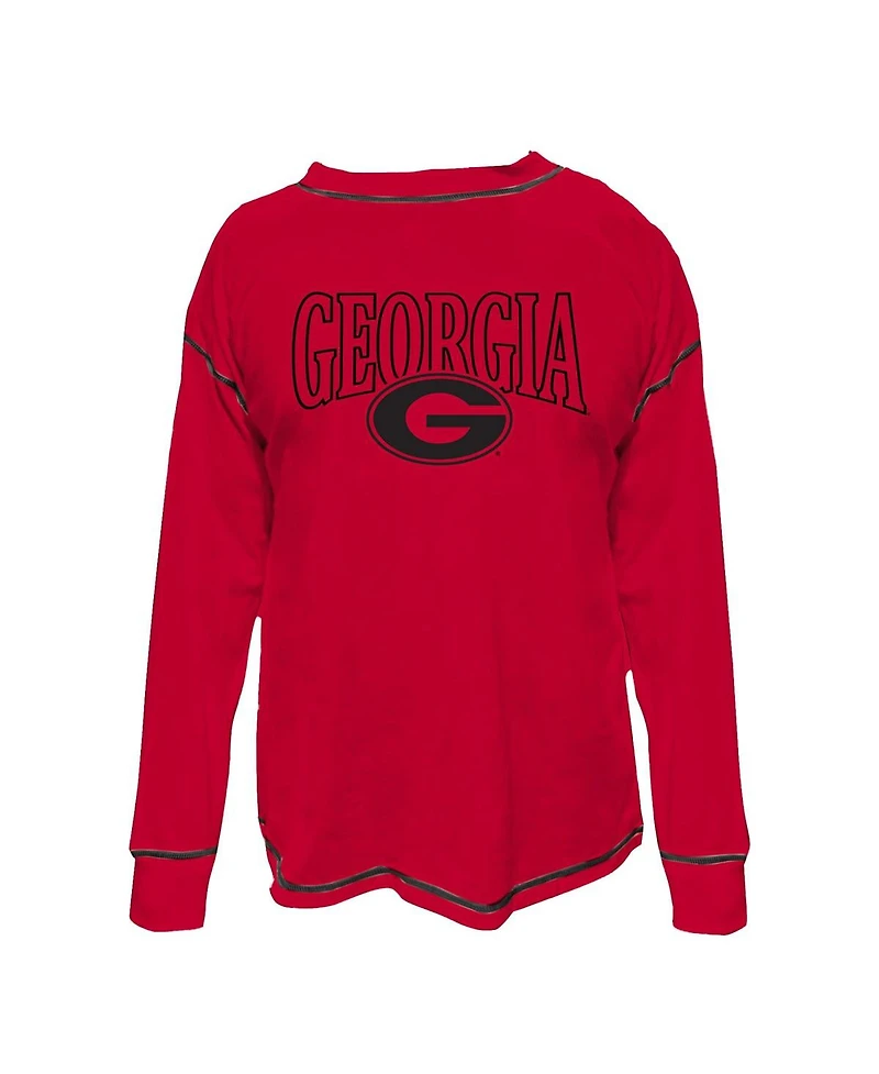 Fanatics Women's Red Georgia Bulldogs Plus Size Contrast Stitch Sweatshirt