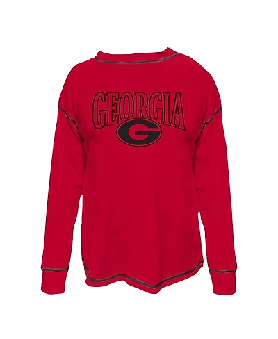 Fanatics Women's Red Georgia Bulldogs Plus Size Contrast Stitch Sweatshirt