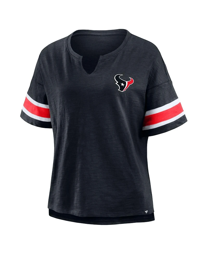Fanatics Women's Navy Houston Texans Plus Redzone Notch Neck T-Shirt
