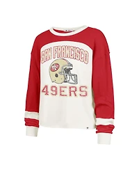 '47 Brand Women's Cream San Francisco 49ers Double Header Curve Toni Long Sleeve T-Shirt