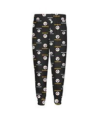 Outerstuff Toddler 2-Piece Black Pittsburgh Steelers All-Over-Print Long Sleeve T-Shirt and Pants Sleep Set