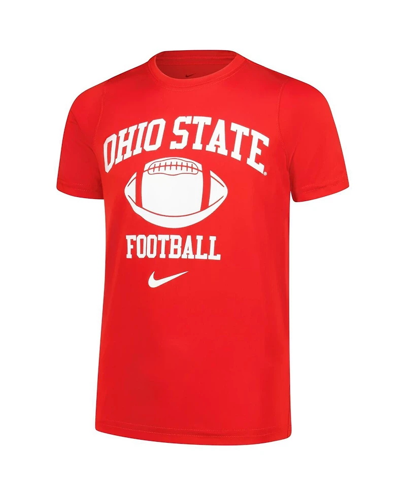 Nike Big Boys and Girls Scarlet Ohio State Buckeyes Logo Legend Dri-fit T-Shirt