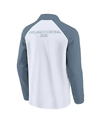 Fanatics Men's White Milano Cortina 2026 Winter Olympics Color Block Raglan Quarter-Zip Sweatshirt