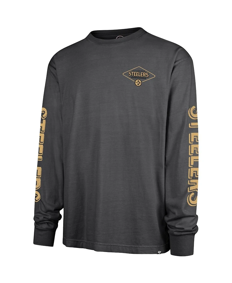 '47 Brand Men's Black Pittsburgh Steelers Cairn Ravine Foundation Long Sleeve T-Shirt