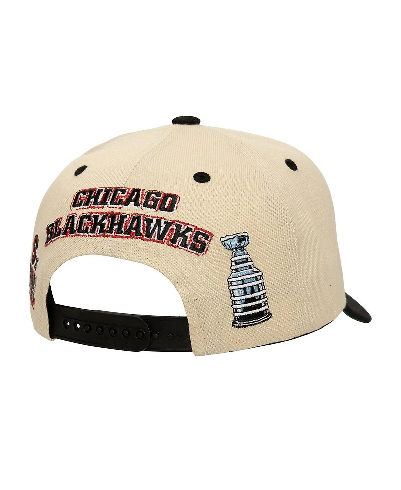 Mitchell & Ness Men's Cream Chicago Blackhawks Soul Legacy Defined Two-Tone Pro Crown Adjustable Hat