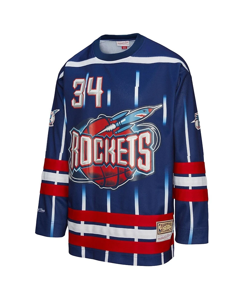 Mitchell & Ness Men's and Women's Hakeem Olajuwon Navy Houston Rockets Maxxed Out Fashion Hockey Jersey
