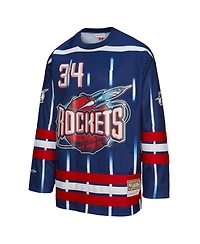 Mitchell & Ness Men's and Women's Hakeem Olajuwon Navy Houston Rockets Maxxed Out Fashion Hockey Jersey