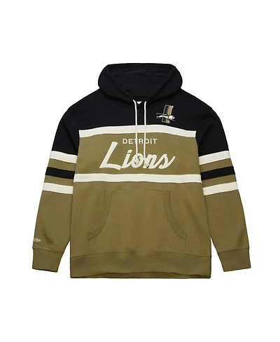 Mitchell & Ness Men's Olive Detroit Lions Vintage Logo Head Coach Hoodie