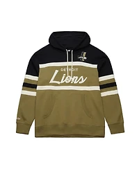Mitchell & Ness Men's Olive Detroit Lions Vintage Logo Head Coach Hoodie