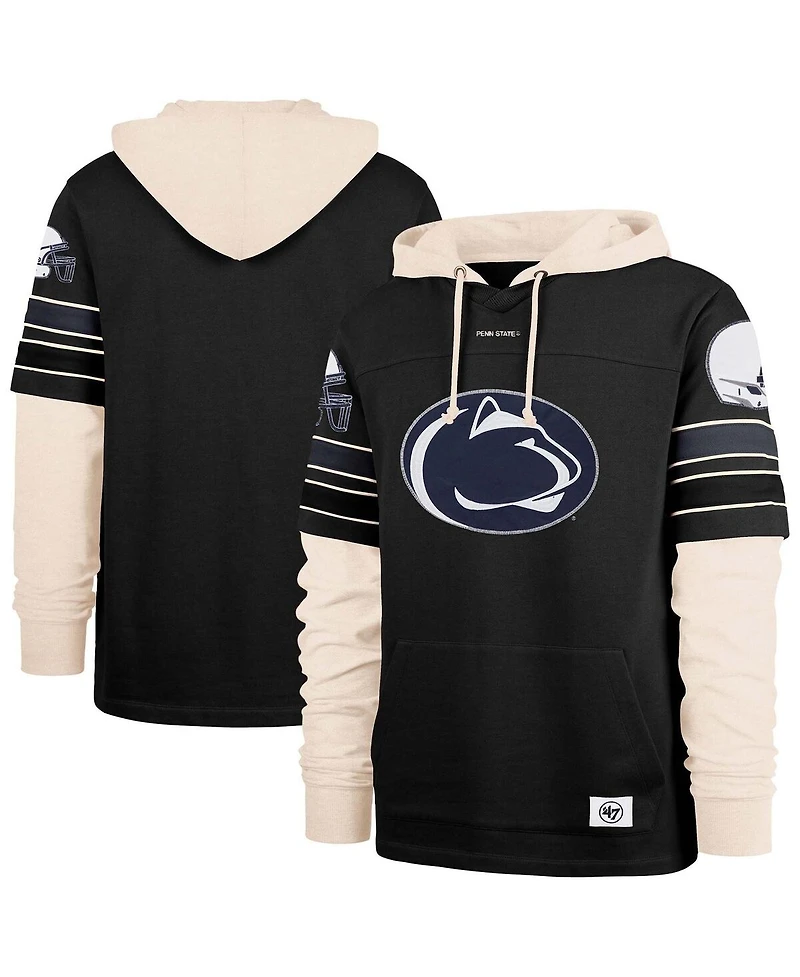 '47 Brand Men's Black Penn State Nittany Lions Split Zone Cornerback Lacer Pullover Hoodie