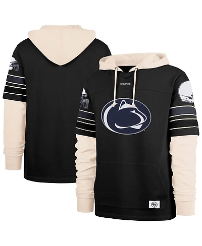 '47 Brand Men's Black Penn State Nittany Lions Split Zone Cornerback Lacer Pullover Hoodie