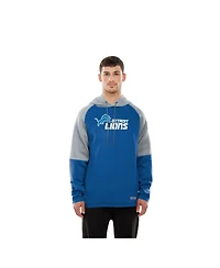 New Era Men's Blue Detroit Lions Combine Authentic Color Block Raglan Pullover Hoodie