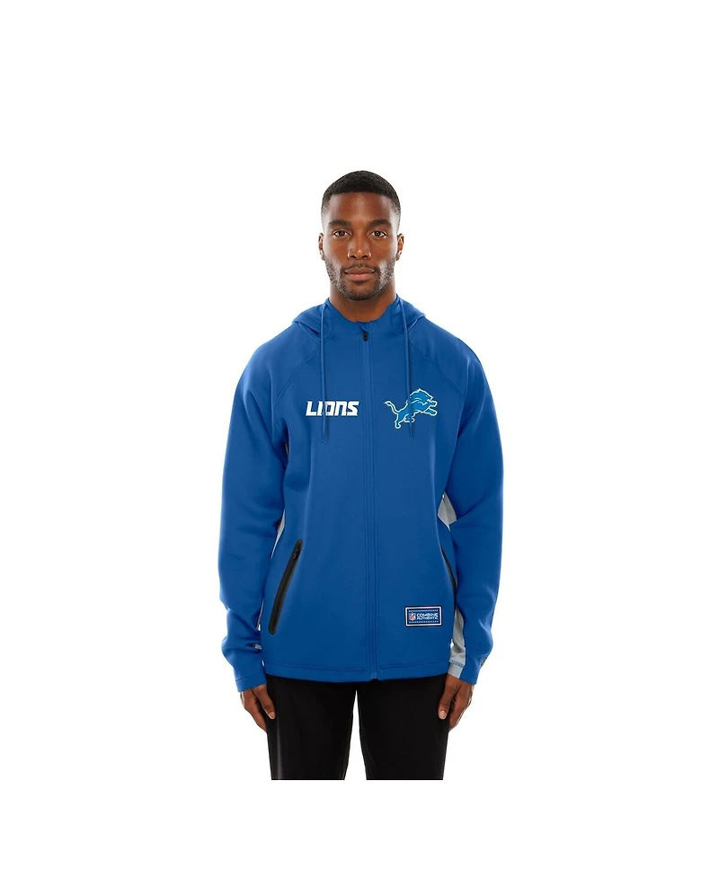 New Era Men's Blue Detroit Lions Combine Authentic Raglan Scuba Full-Zip Hoodie