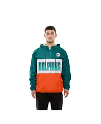 New Era Men's Aqua Miami Dolphins Ripstop Quarter-Zip Hooded Windbreaker