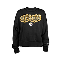 New Era Girls Black Pittsburgh Steelers Flip Sequin Sweatshirt