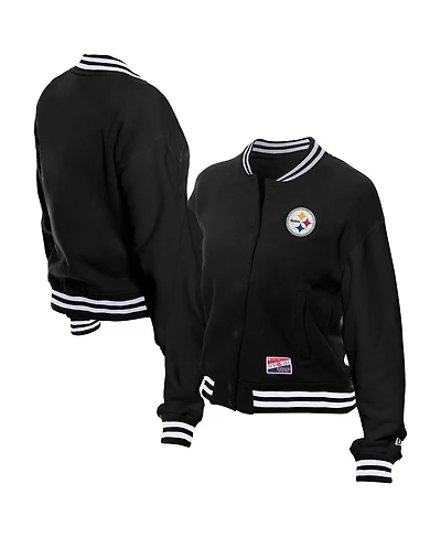 New Era Women's Black Pittsburgh Steelers Throwback Fleece Full-Snap Jacket