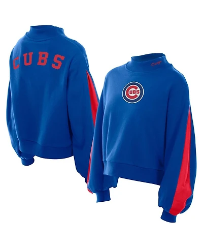 New Era Women's Royal Chicago Cubs Mock Neck Balloon Sleeve Sweatshirt