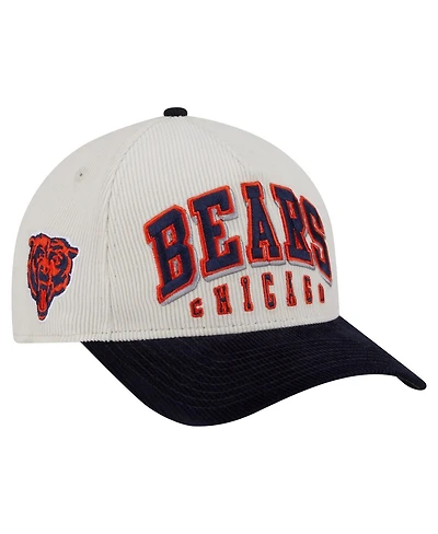 New Era Men's Cream/Navy Chicago Bears Bear Two-Tone Sided Corduroy 9FORTY A-Frame Adjustable Hat