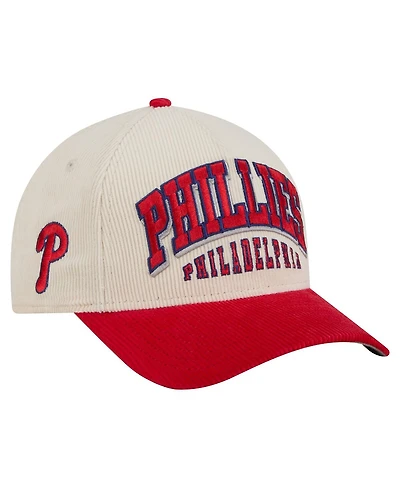 New Era Men's Cream/Red Philadelphia Phillies Sided Corduroy 9FORTY A-Frame Adjustable Hat