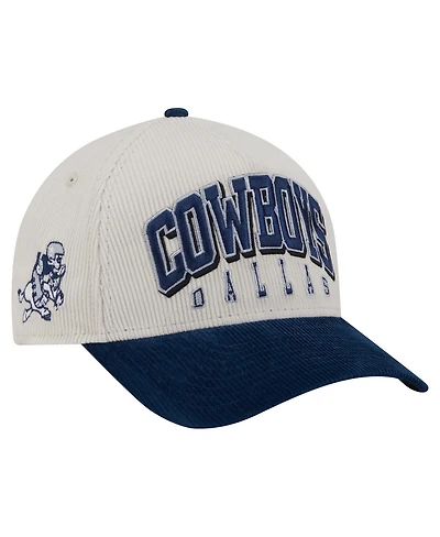 New Era Men's Cream/Navy Dallas Cowboys Sided Corduroy 9FORTY A-Frame Adjustable Hat