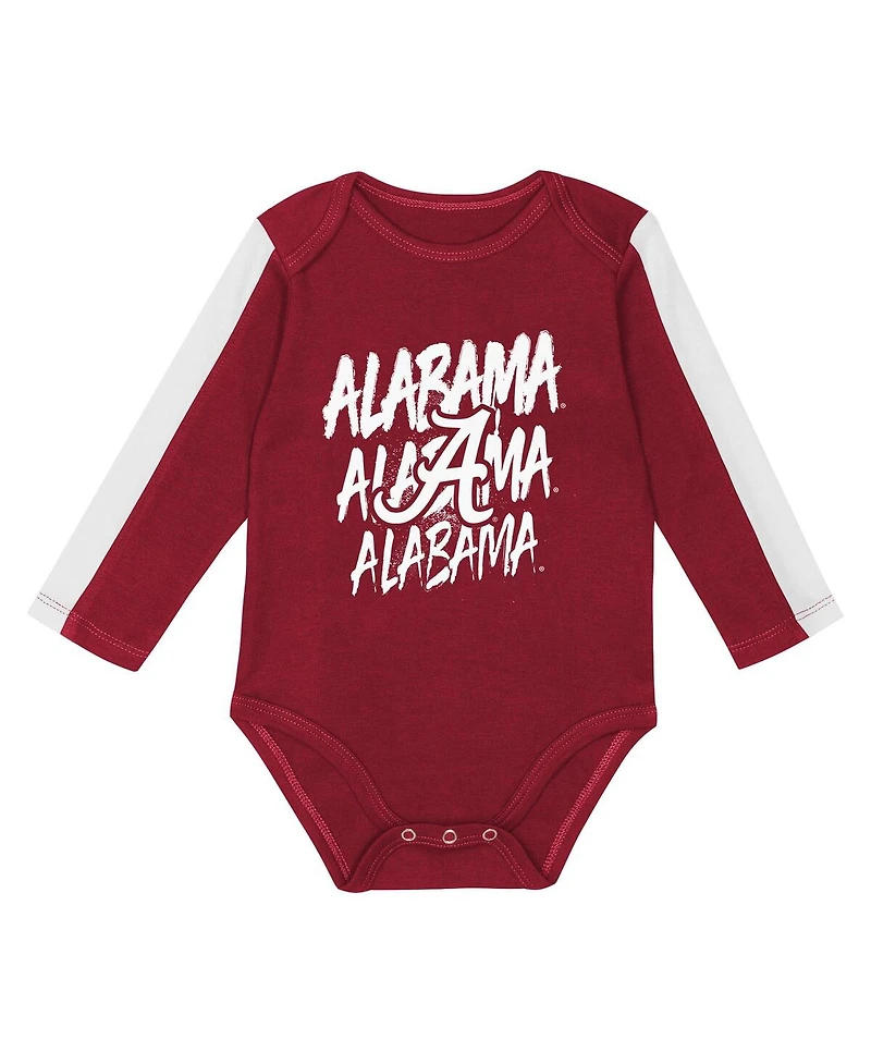 Outerstuff Baby Boys and Girls 3-Piece Crimson/White Alabama Crimson Tide Double Down Bodysuit Pants Set